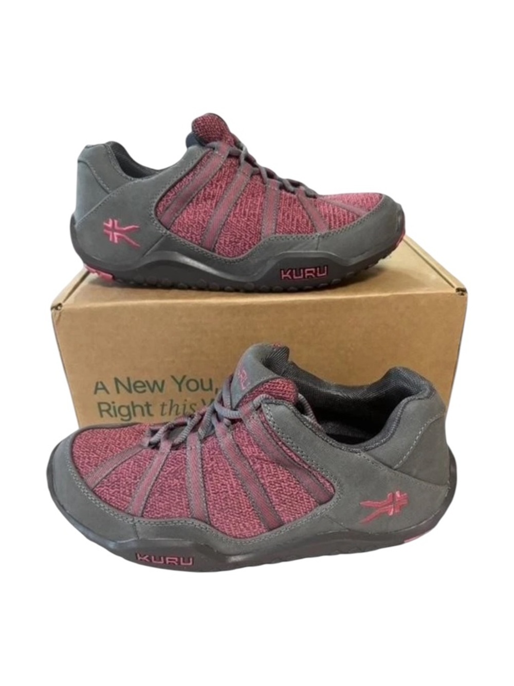KURU Chicane Shoes Womens 8.5 Wide Slate Gray Rose Pink Trail Sneakers Comfort